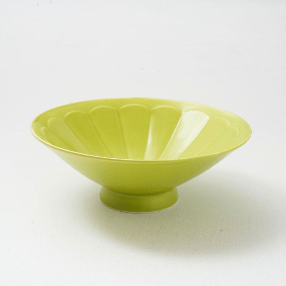 【アウトレット】波佐見焼 色絵面取 平碗 グリーンマット