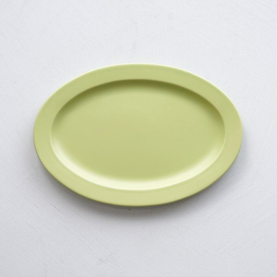 作山窯 Saraオーバルプレート M ライトグリーン