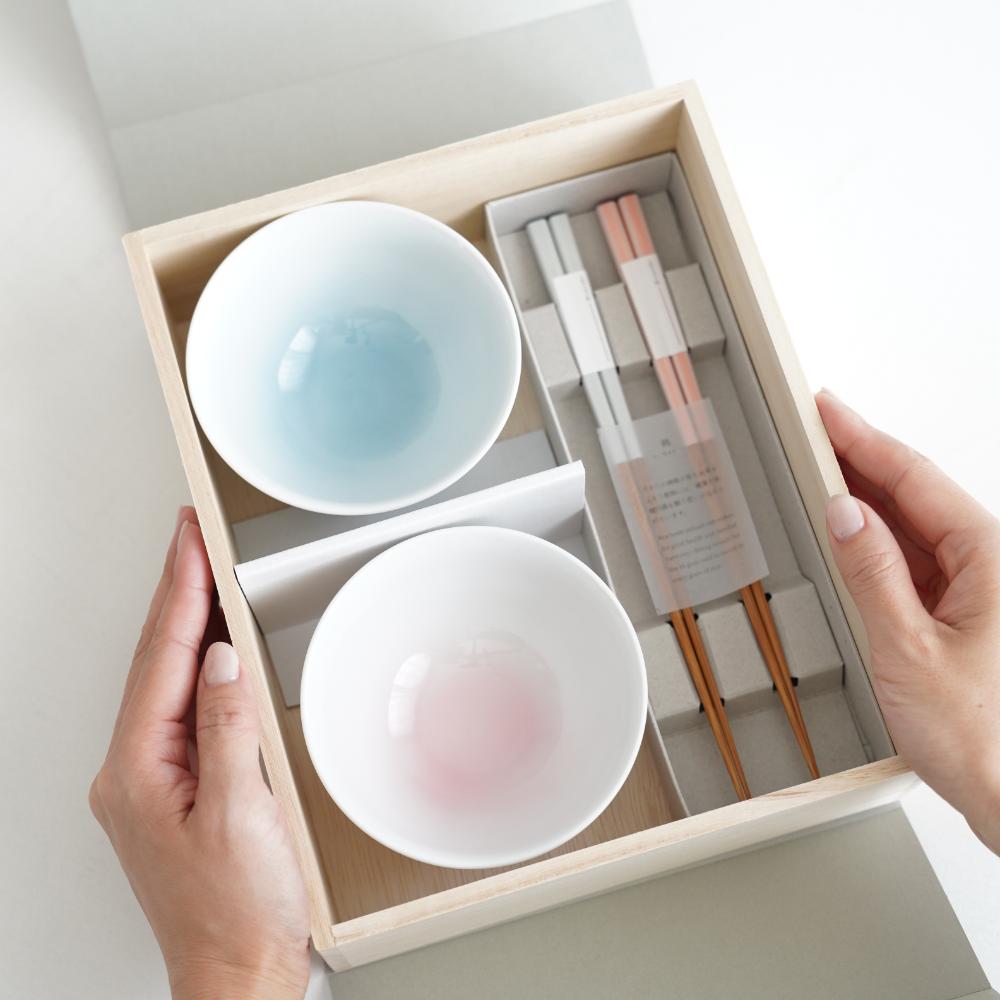 hitoishi WANセット ブルー／ピンク (木箱入り)