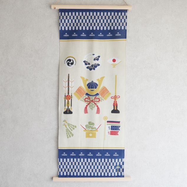 絵てぬぐい 祝い端午(日本製)【壁掛け用木製てぬぐい棒 別売】