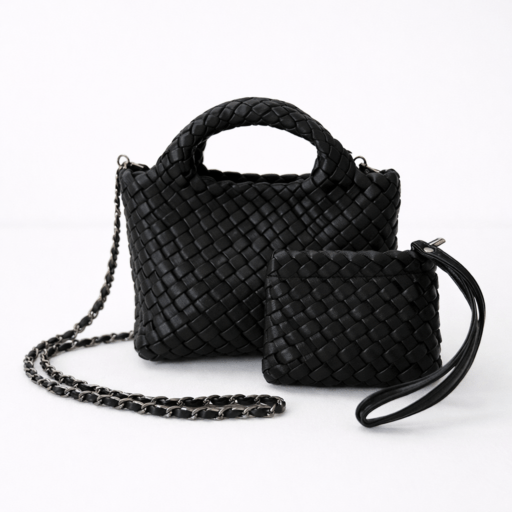 Intressa 編みミニバッグ ブラック 【ミニポーチ・チェーン付】
