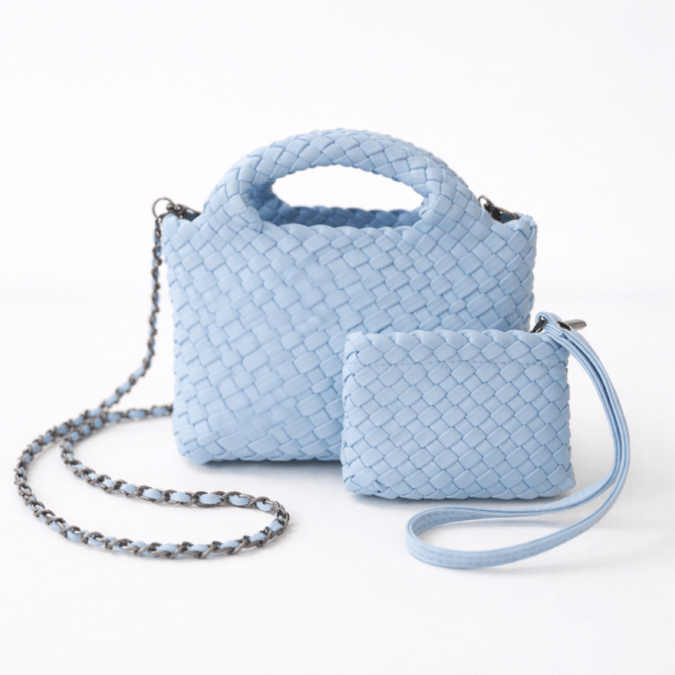 Intressa 編みミニバッグ  ブルー 【ミニポーチ・チェーン付】