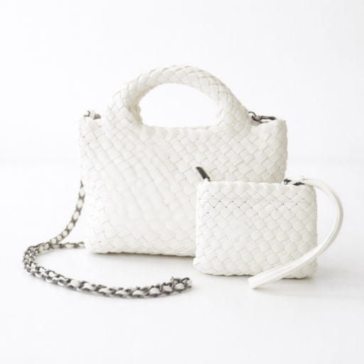 Intressa 編みミニバッグ ホワイト 【ミニポーチ・チェーン付】