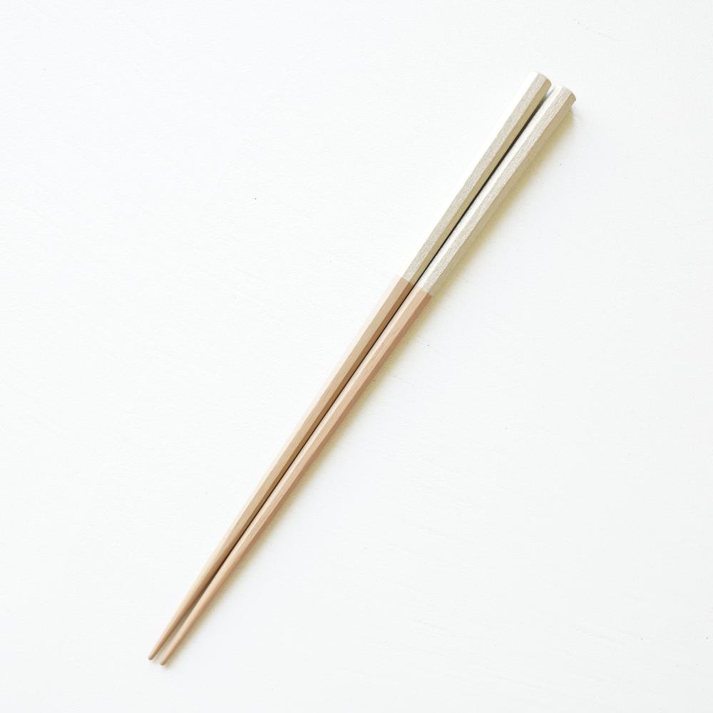 銀漆塗 ベージュ八角箸