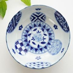 藍丸紋菊形6.8鉢 ｜ 四季折々のおしゃれな和食器通販サイト FOURGRACE