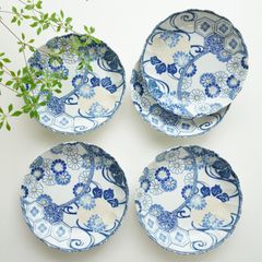 藍祥瑞 7寸深皿【5枚セット】｜ 四季折々のおしゃれな和食器通販