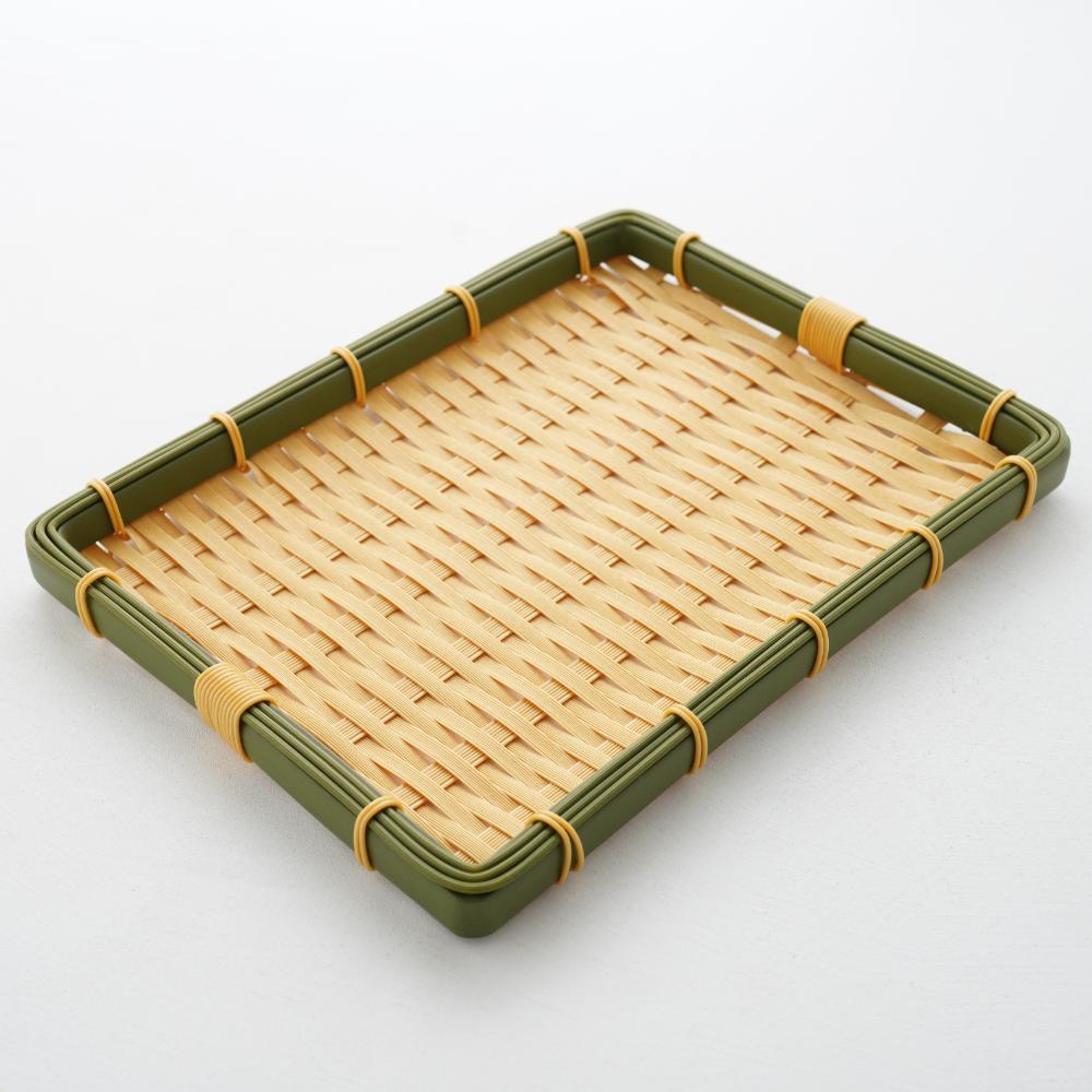 樹脂手編角ザル 30×23cm