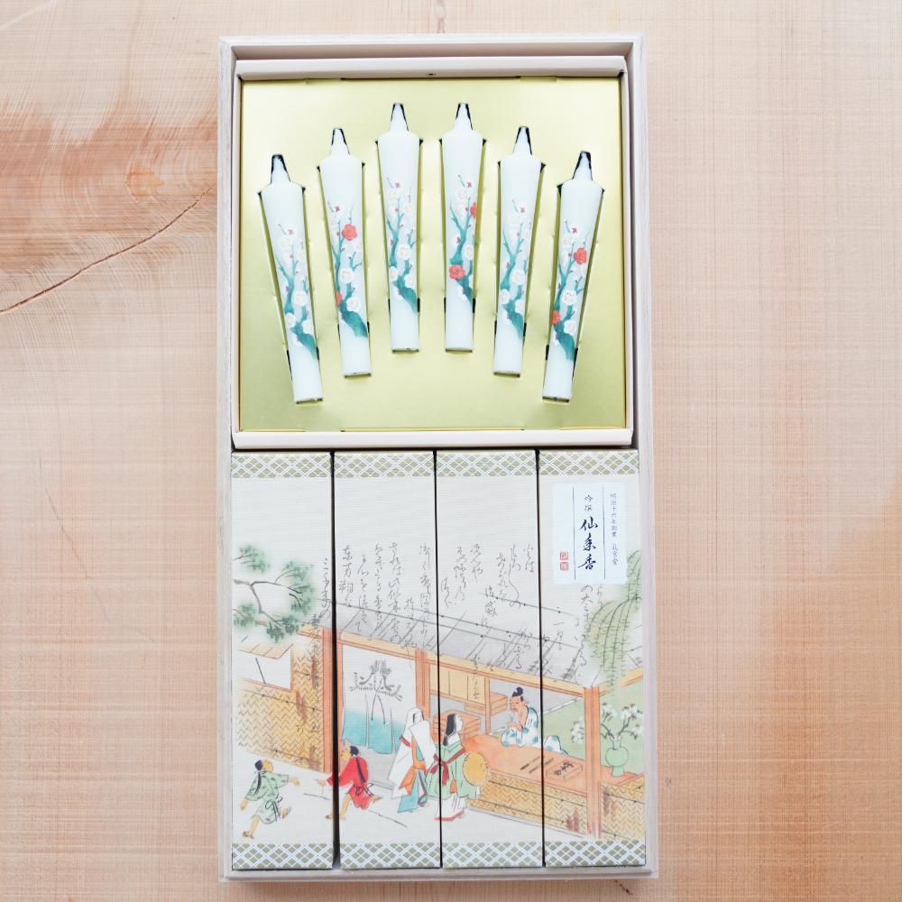 吟撰 仙年香 絵ろうそくセット 桐箱｜ 四季折々のおしゃれな和食器通販