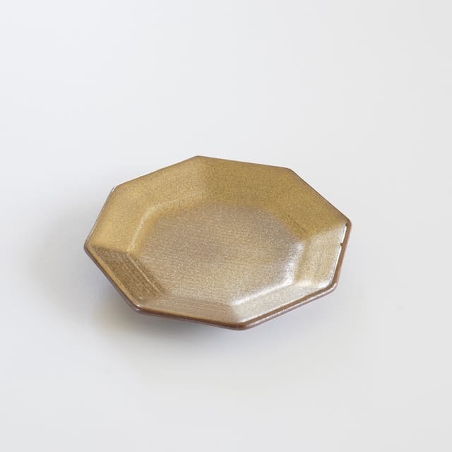 有田焼　金塗り（紫素）八角豆皿