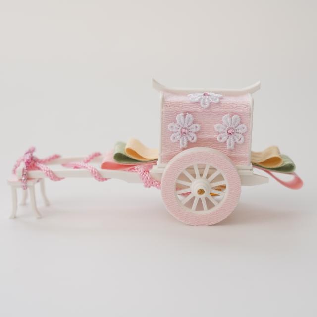 おひな道具　御所車と御駕籠のセット　ピンク