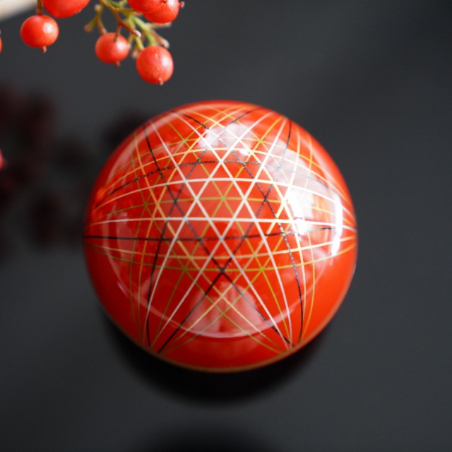 球珍味　手まり柄内金パール　朱