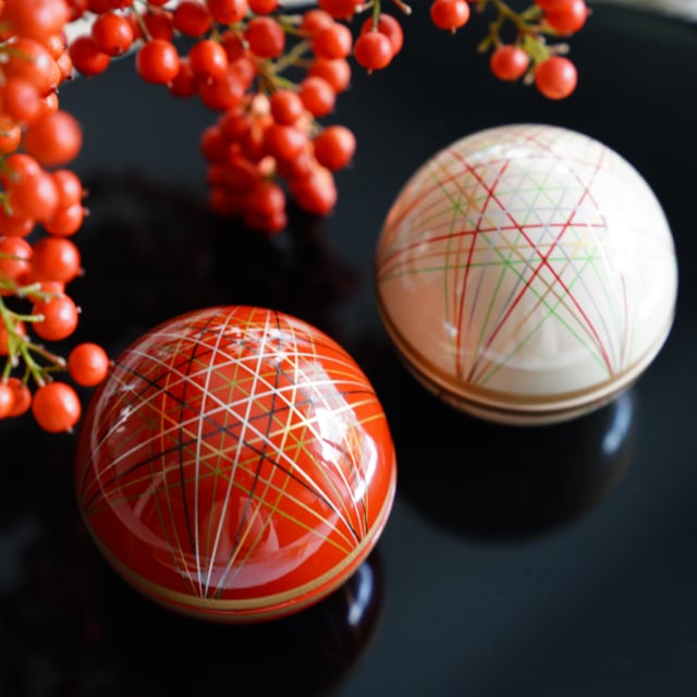 球珍味　手まり柄内金パール　朱