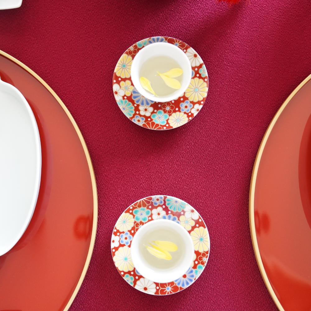 縁起豆皿　梅菊模様