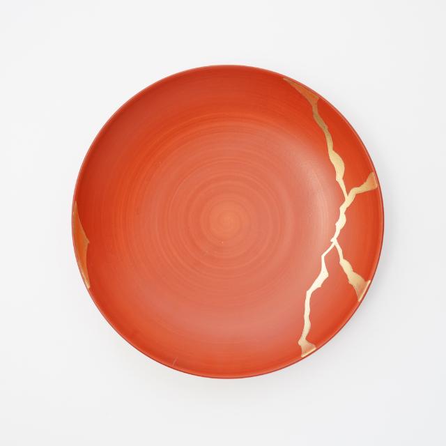 【12月中旬頃お届け】有田焼　錦朱巻金継６寸皿　FOURGRACEオリジナル