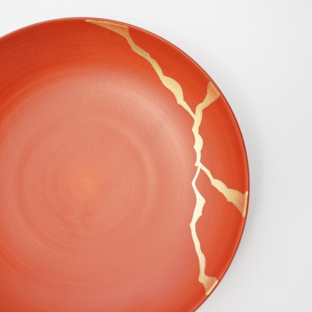 【12月中旬頃お届け】有田焼　錦朱巻金継６寸皿　FOURGRACEオリジナル