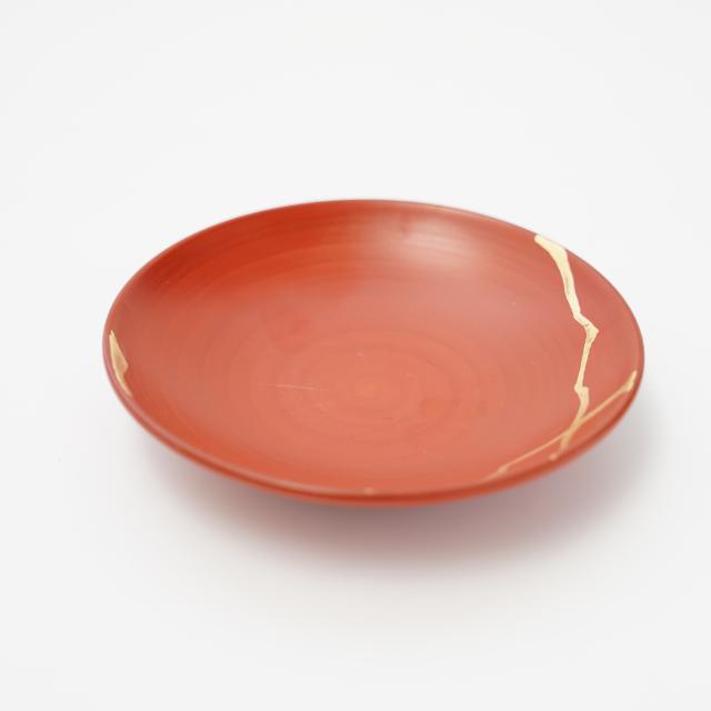 【12月中旬頃お届け】有田焼　錦朱巻金継６寸皿　FOURGRACEオリジナル