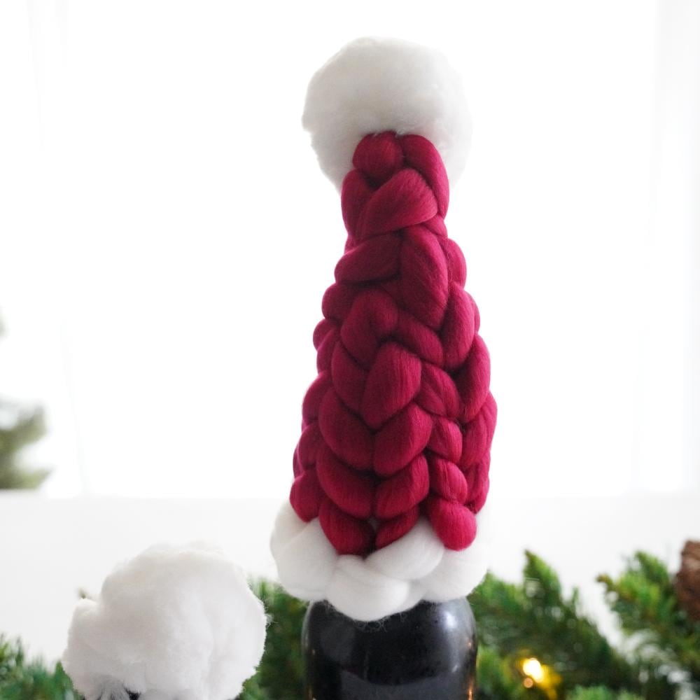 【アウトレット】【2点セット】手編みサンタ帽 ボルドー&グリーン