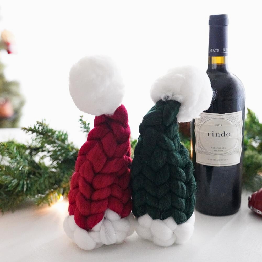 2点セット】手編みサンタ帽 ボルドー&グリーン｜ 四季折々のおしゃれな