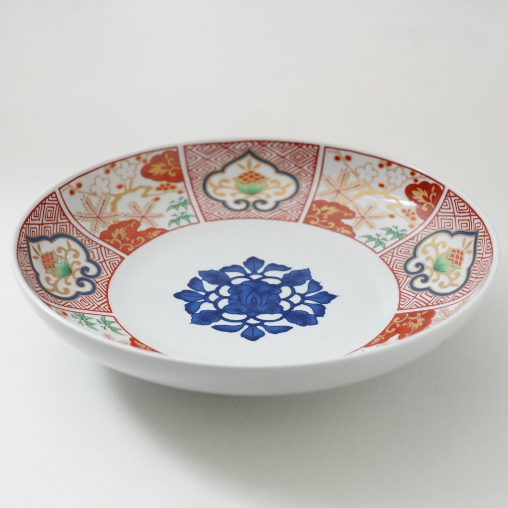 波佐見焼 染錦窓絵霊芝文 大皿｜ 四季折々のおしゃれな和食器通販