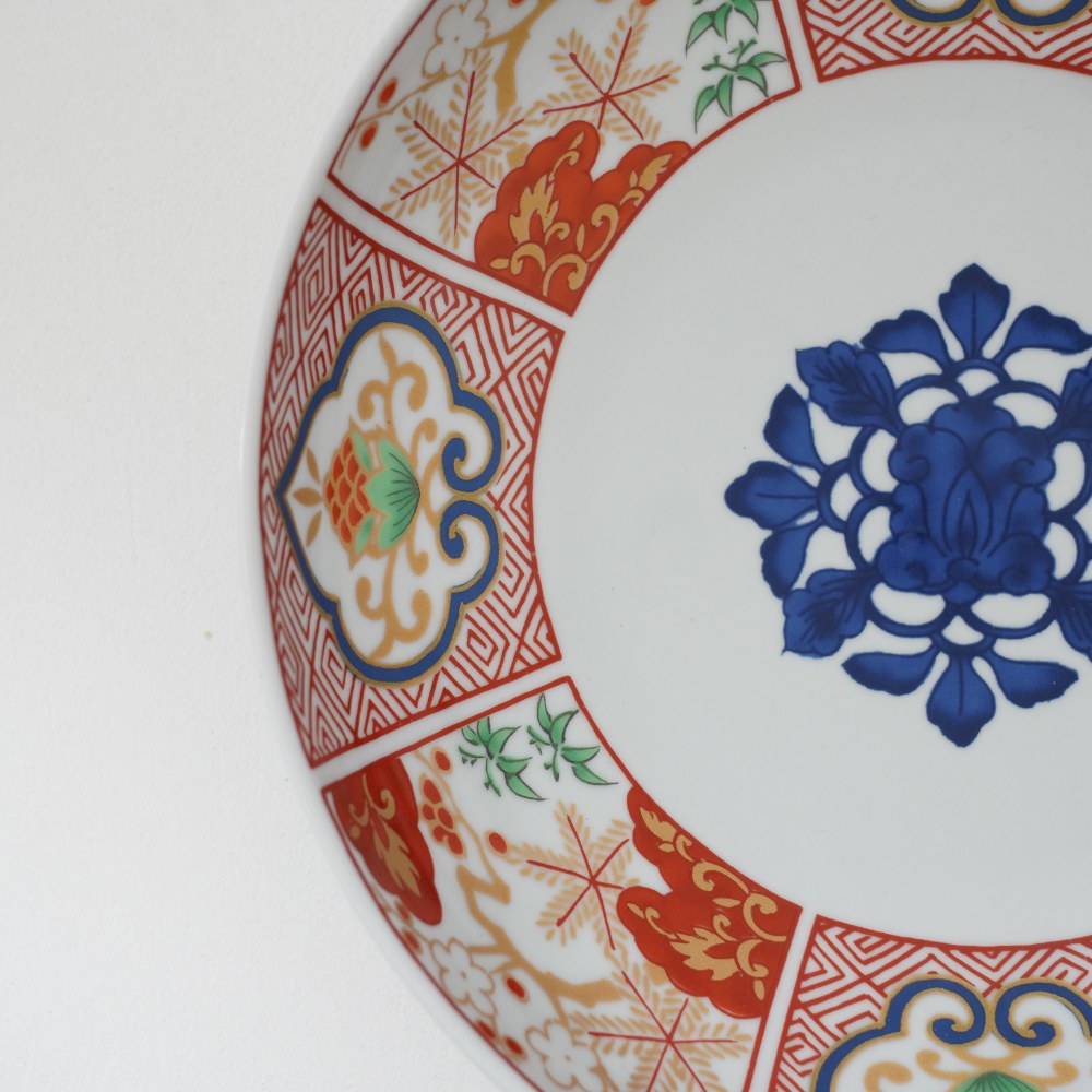 波佐見焼 染錦窓絵霊芝文 大皿｜ 四季折々のおしゃれな和食器通販