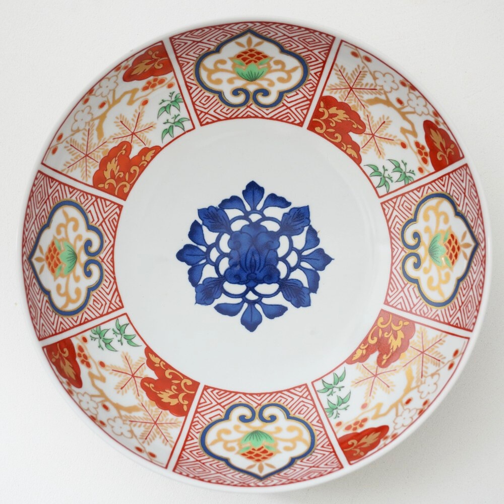 波佐見焼 染錦窓絵霊芝文 大皿｜ 四季折々のおしゃれな和食器通販