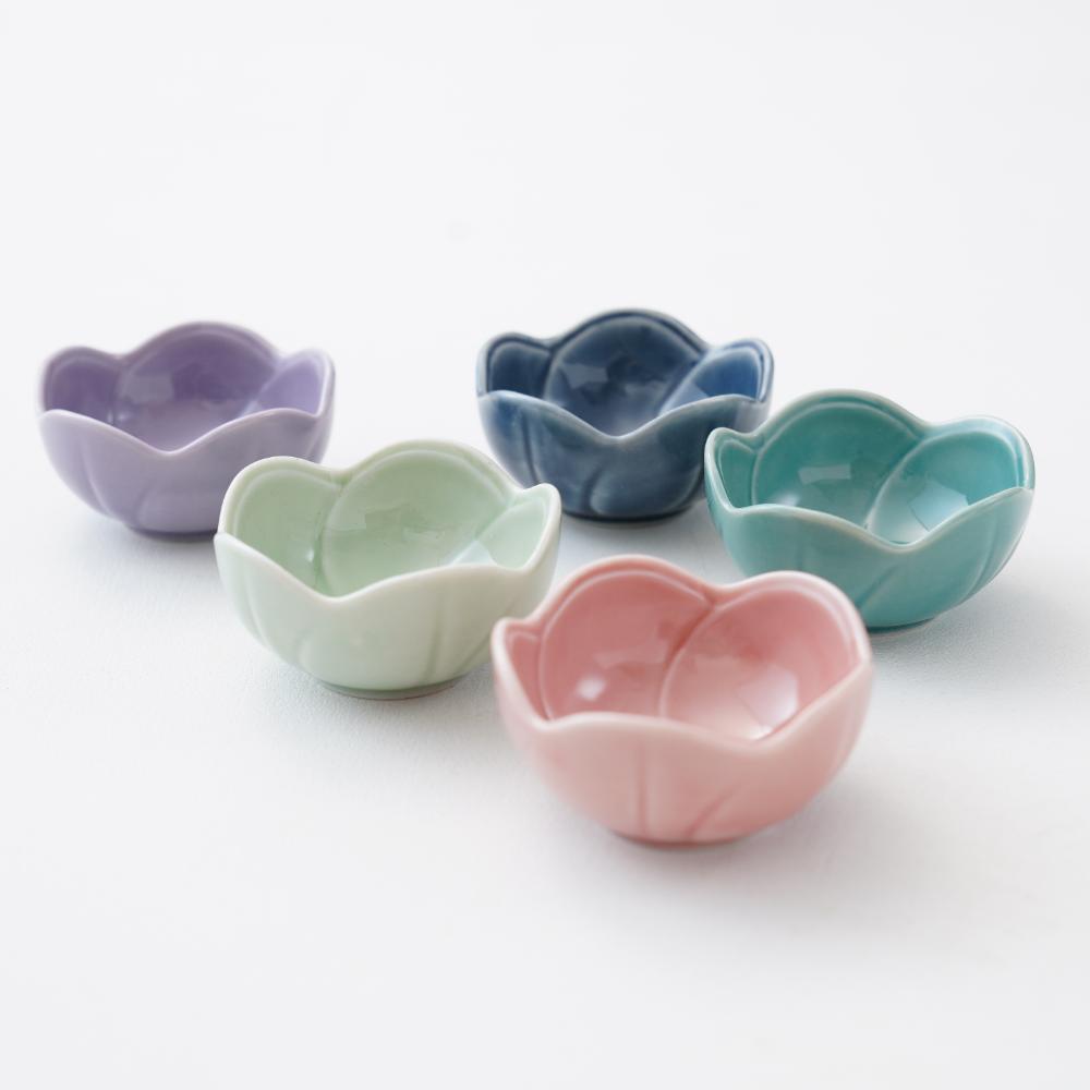 小原流 花器　新ウェーブ 4点セット　陶器 5色セット】美濃焼 梅型 小付鉢｜ 四季折々のおしゃれな和食器通販