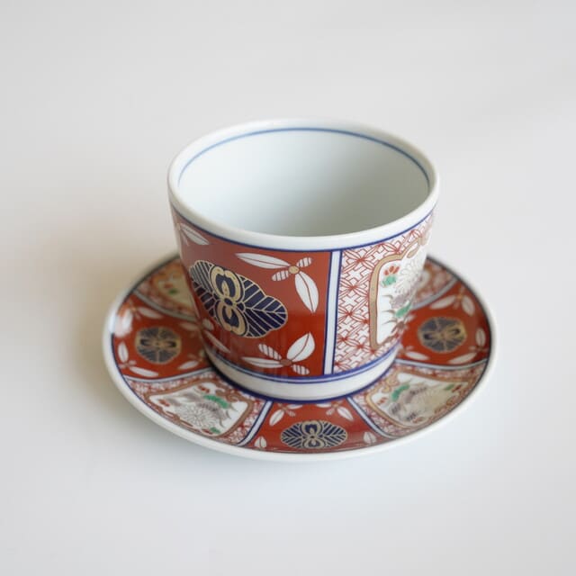 波佐見焼　地紋割花紋　そば猪口