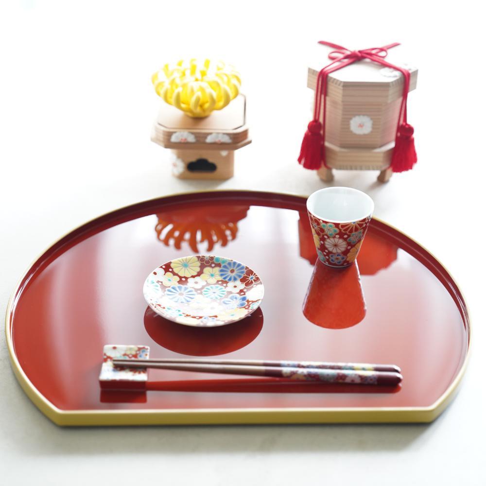 ❤️専用✨特選＊朱のお膳　お2人様18品＊両面半月盆付と染付柘榴皿と箸置★おまとめ ❤️専用✨特選＊朱のお膳 お2人様18品＊両面半月盆付と染付柘榴皿と箸