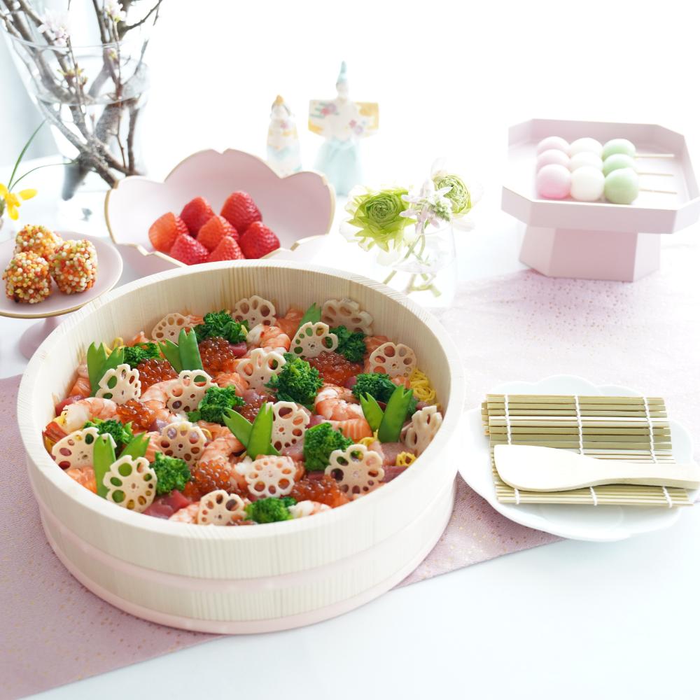 寿司桶 桜ピンク（単品）｜手巻き寿司セットはオプションで追加可能