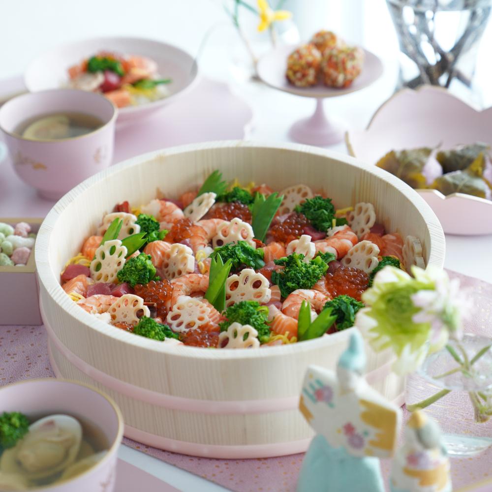 寿司桶 桜ピンク（単品）｜手巻き寿司セットはオプションで追加可能