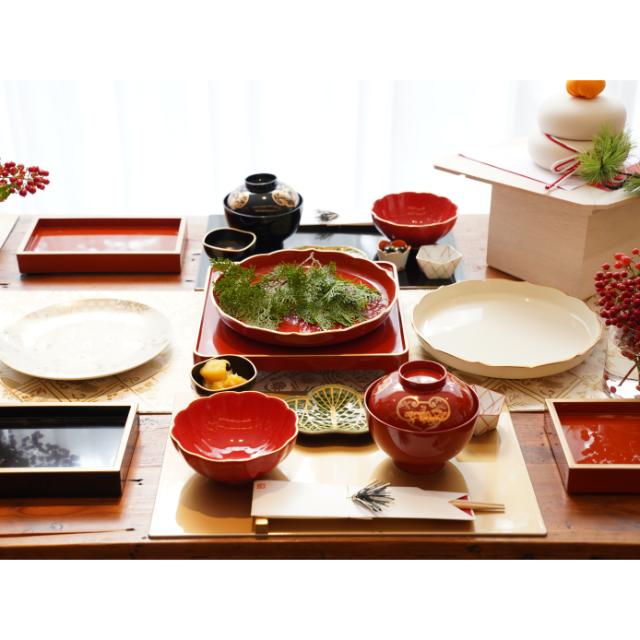 窓絵草花 柿朱雑煮椀 FOURGRACEオリジナル ｜ 四季折々のおしゃれな和