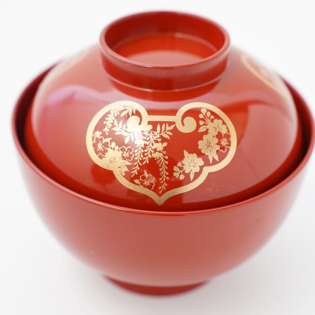 窓絵草花　柿朱雑煮椀　FOURGRACEオリジナル