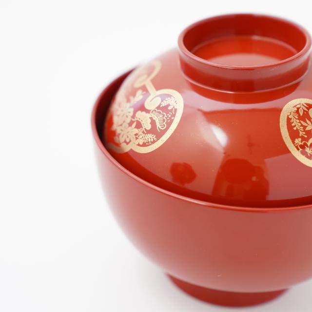 窓絵草花 柿朱雑煮椀 FOURGRACEオリジナル ｜ 四季折々のおしゃれな和