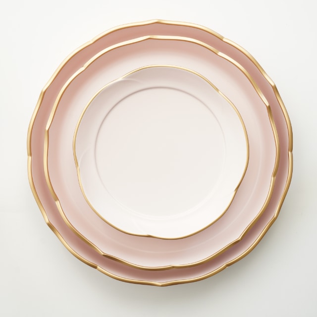 深川製磁金縁輪花皿六客 割れない和食器】6.8輪花皿 撫子縁金 FOURGRACEオリジナル ｜ 四季折々