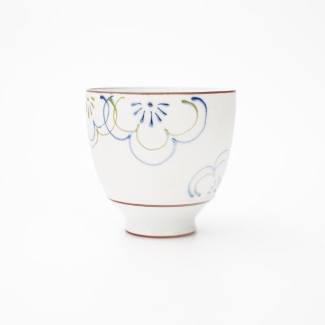 ラスターフラワー湯呑　青