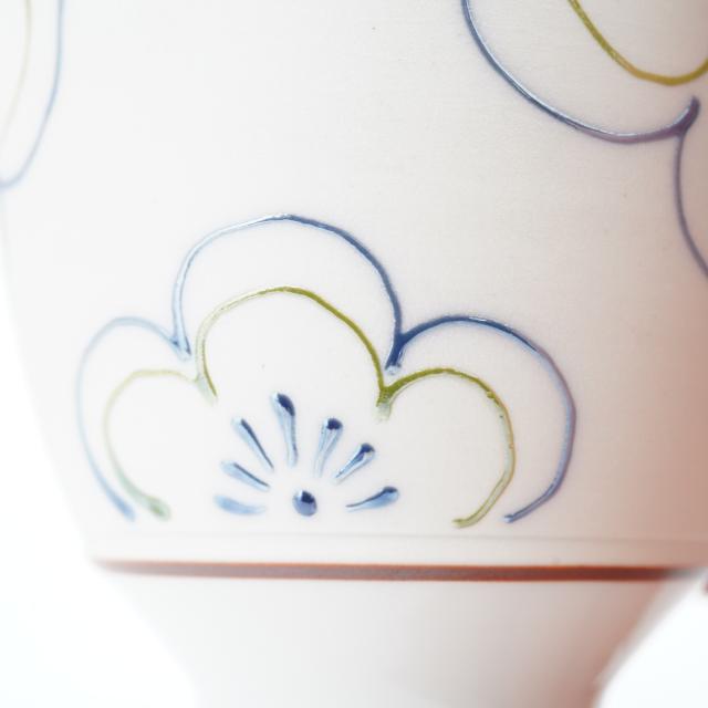 ラスターフラワー湯呑　青