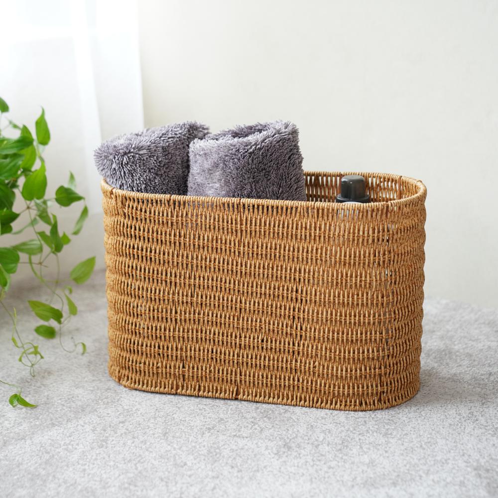 洗える収納 スカラップラタンバスケットハイタイプ 43cm