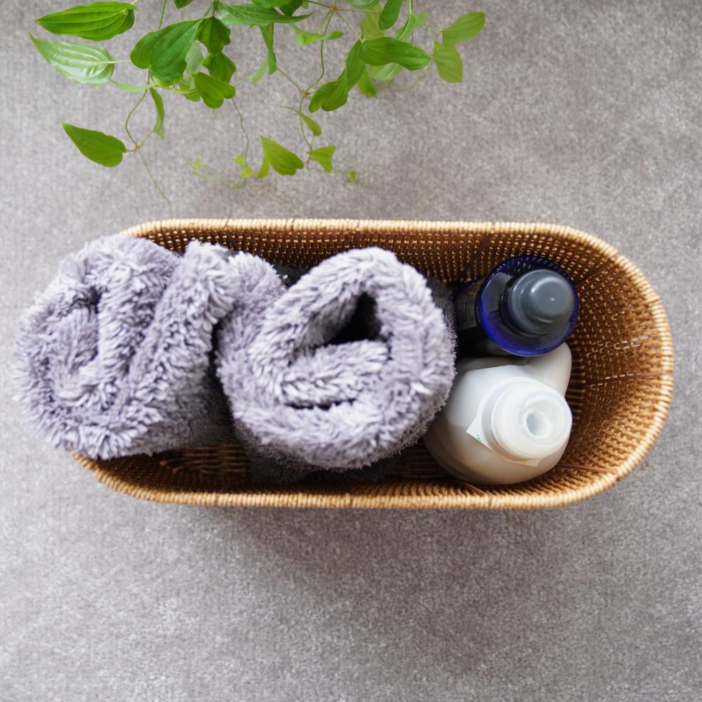 洗える収納 スカラップラタンバスケットハイタイプ 43cm