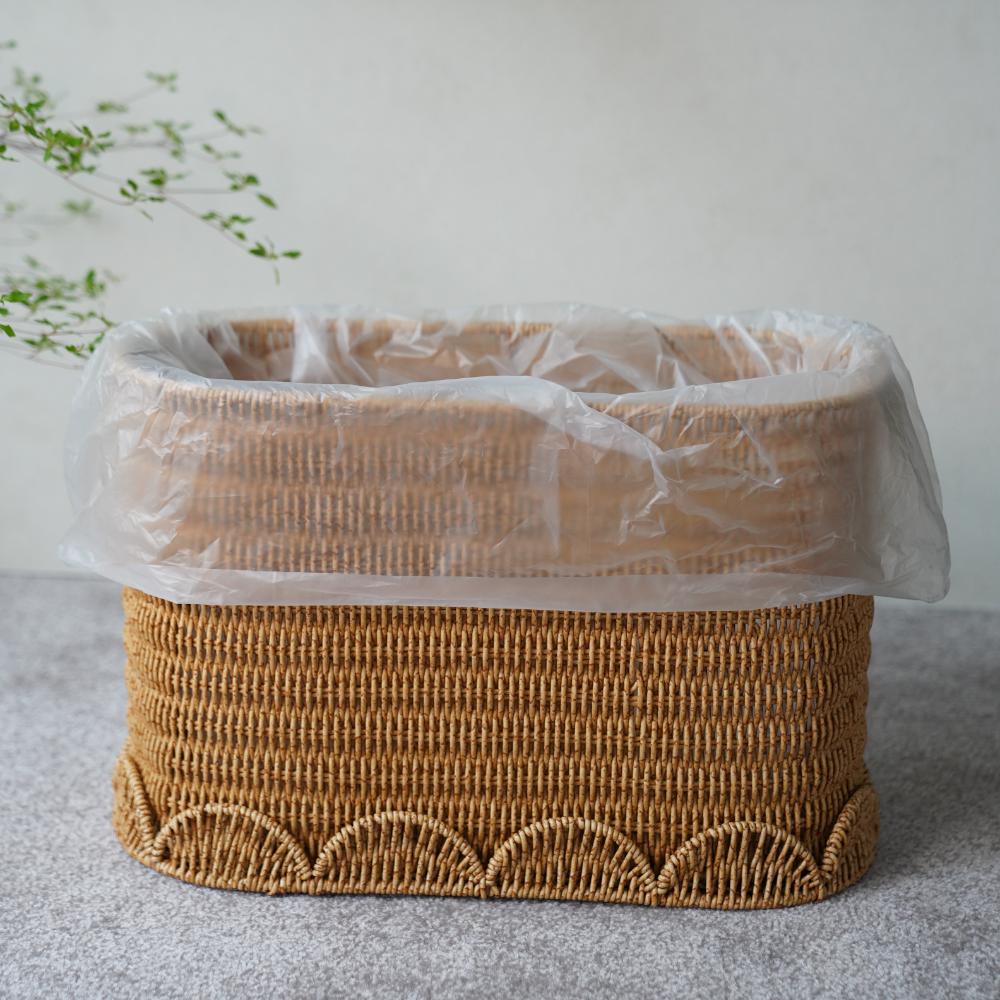 洗える収納 スカラップラタンバスケットハイタイプ 43cm