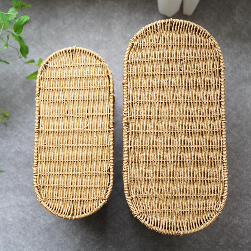 洗える収納 スカラップラタンバスケットハイタイプ 43cm