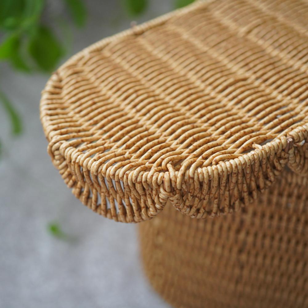 洗える収納 スカラップラタンバスケットハイタイプ 43cm