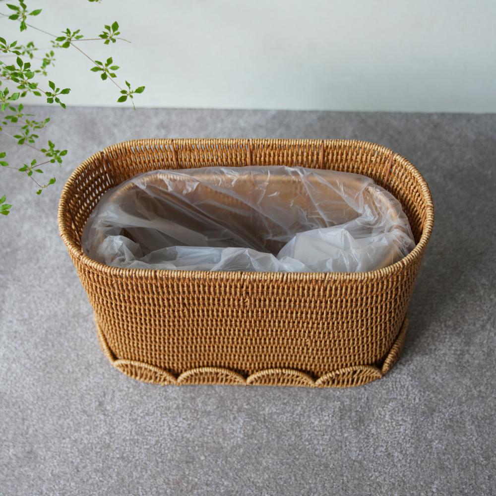 洗える収納 スカラップラタンバスケットハイタイプ 43cm