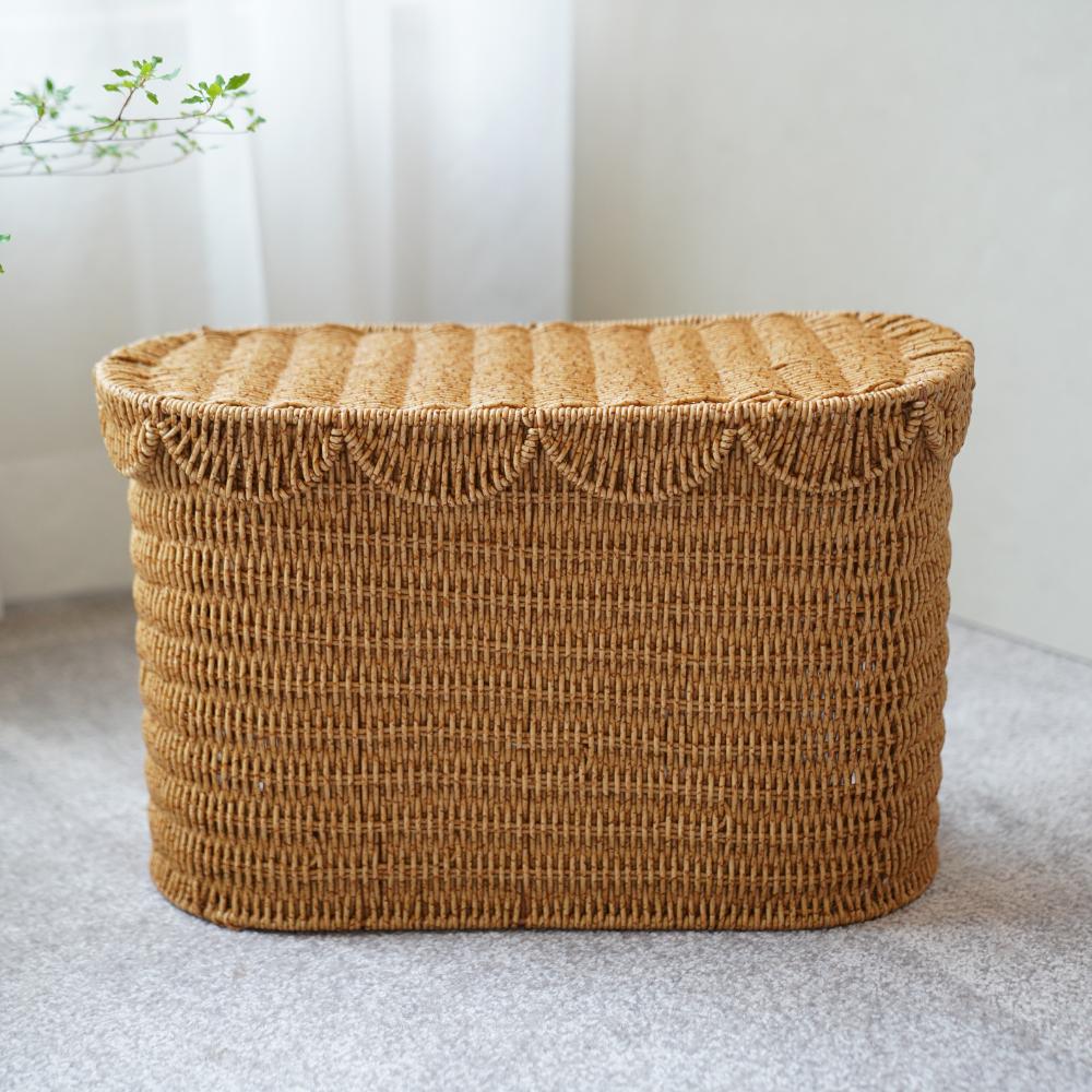 洗える収納 スカラップラタンバスケットハイタイプ 43cm