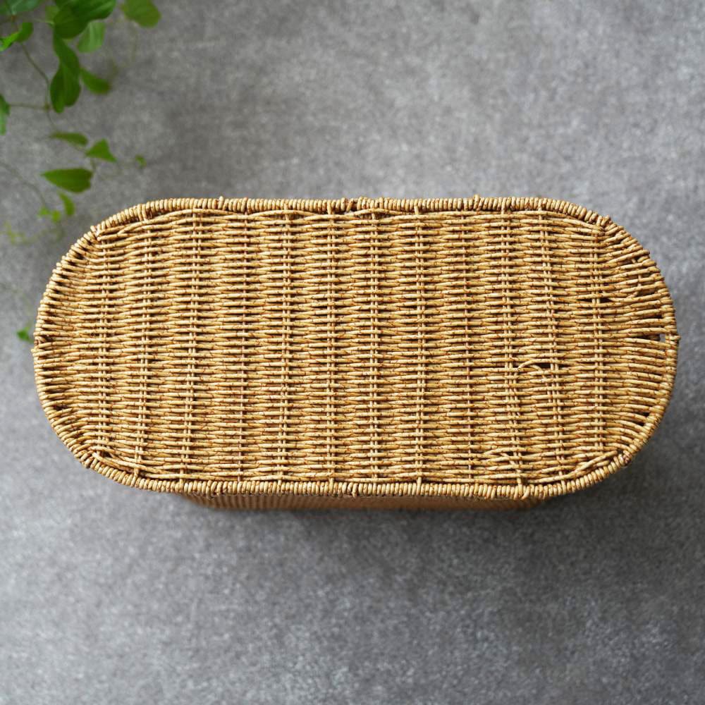 洗える収納 スカラップラタンバスケットハイタイプ 43cm