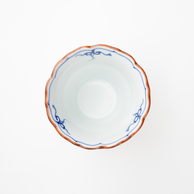 波佐見焼　渕瓔珞（青）　桔梗渕杵型小吸物