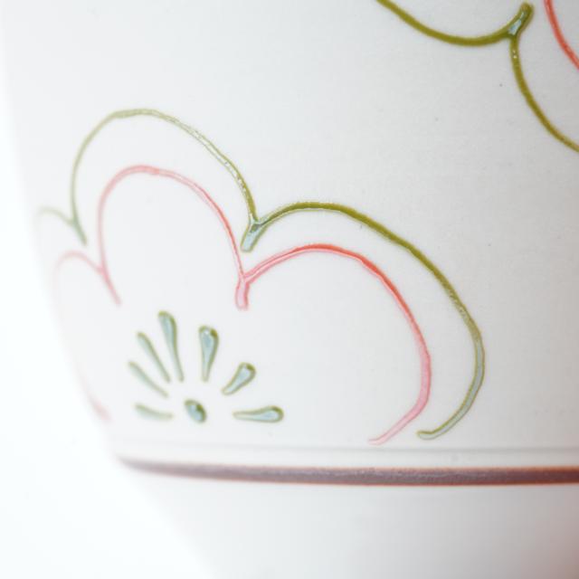 ラスターフラワー湯呑　赤