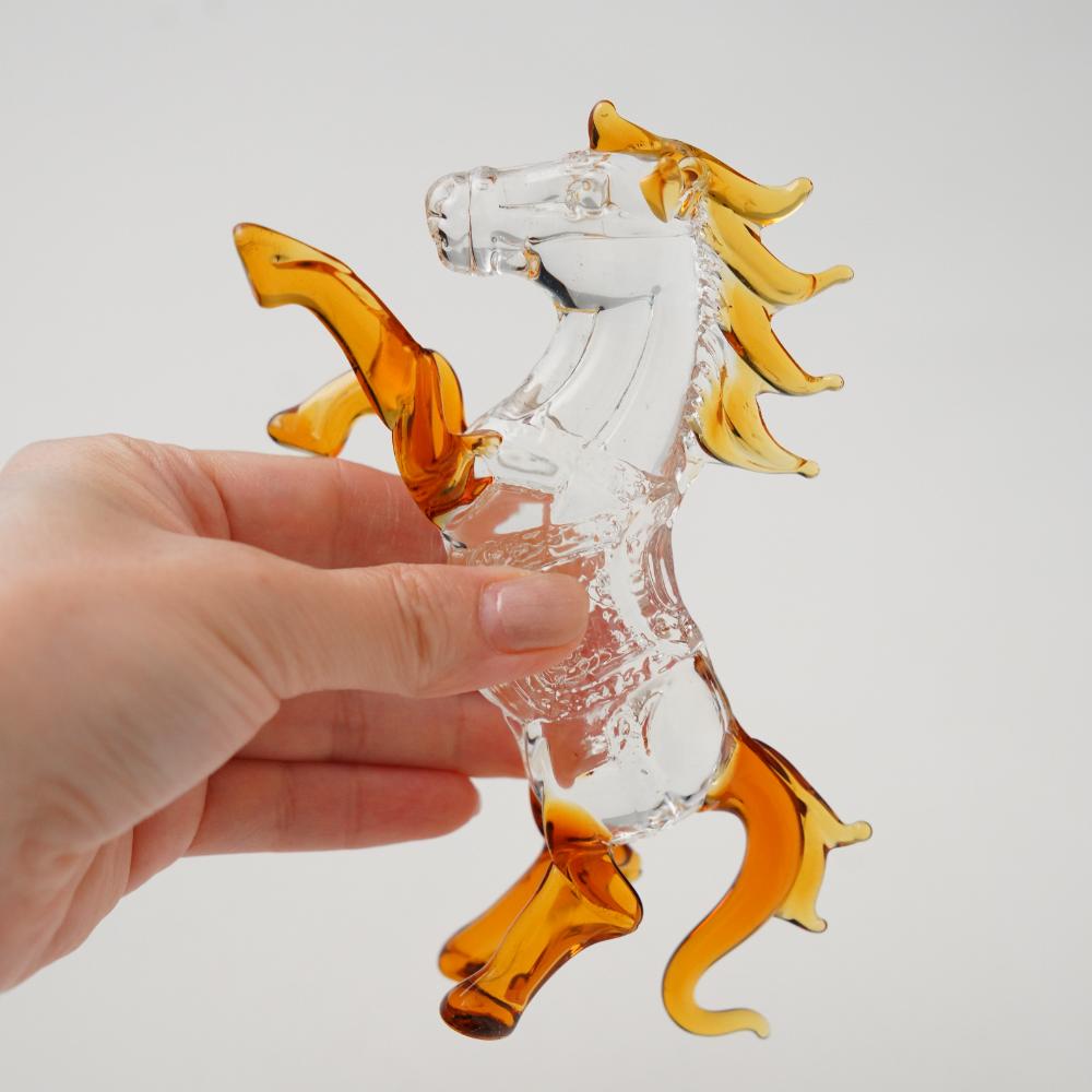 硝子干支飾り 馬(ブラウン)