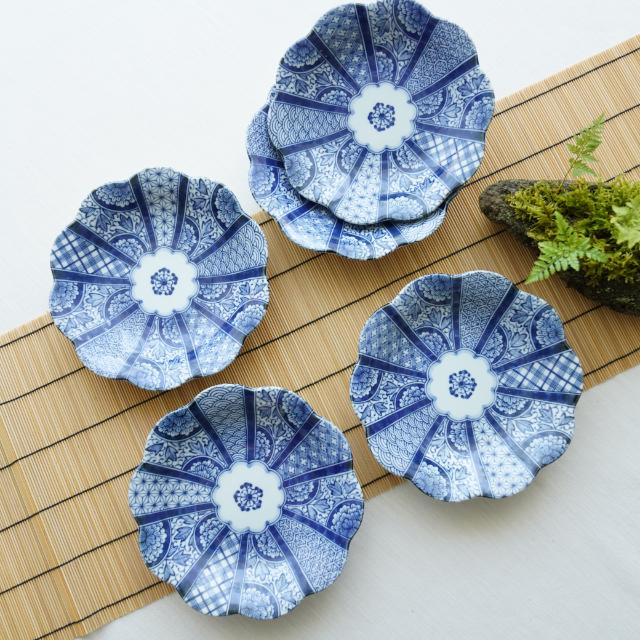 藍hana 21.5cm深皿 5枚セット/美濃焼 ｜ 四季折々のおしゃれな和食器