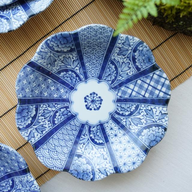 藍hana 21.5cm深皿 5枚セット/美濃焼 ｜ 四季折々のおしゃれな和食器