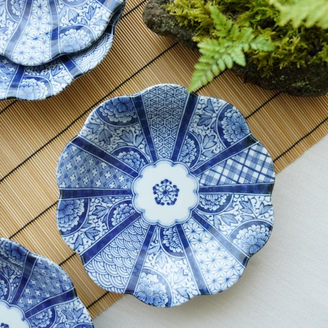 藍hana 21.5cm深皿 5枚セット/美濃焼 ｜ 四季折々のおしゃれな和食器